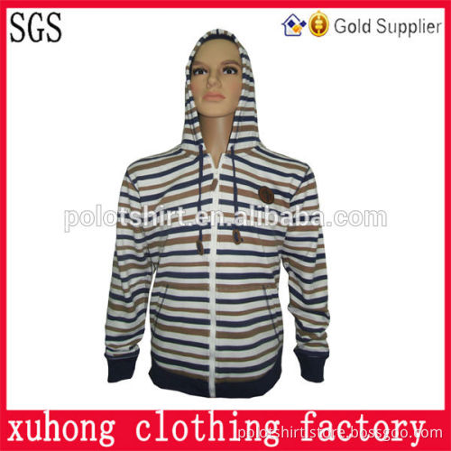 Winter 100%cotton color cycling stripe hoody